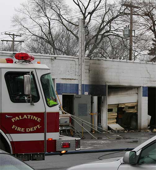 Palatine Fire Department Tower 18 at Expert Auto Repair Fire
