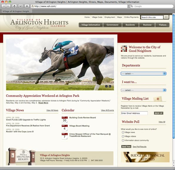new village of Arlington Heights website