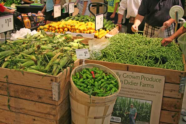 Corn and Beans in produce section at Mariano's Arlington Heights