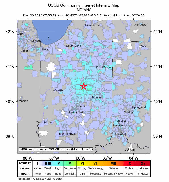 Indianapolis Greencastle Earthquake December 30, 2010