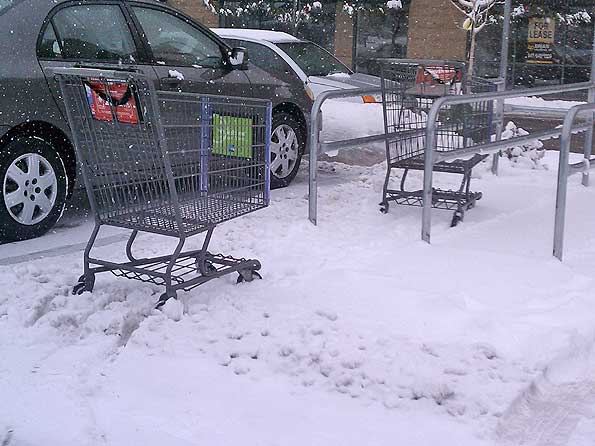 Jewel Osco Shopping Carts in Snow