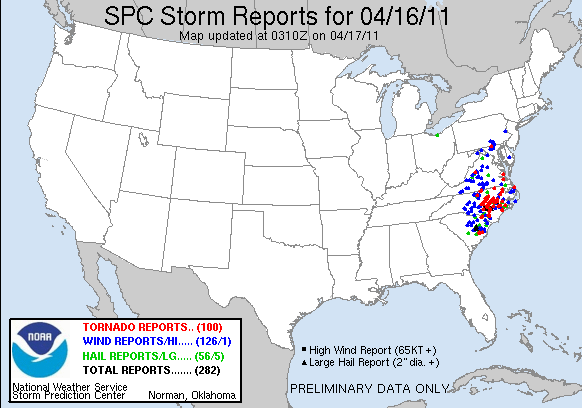 April 16, 2011 SPC StormReport