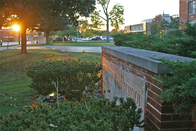 Arlington High School sign exposed on at sunset on Thursday, October 10, 2013 as Christian Liberty Academy installs a new facade on the sign (CARDINAL NEWS)