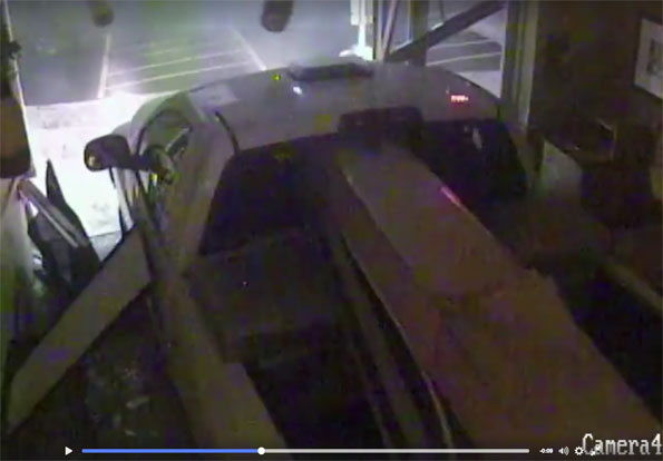 Smash and grab pickup truck Subway Smash and grab Subway burglary with pickup truck.
