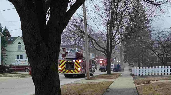 Barrington, Illinois house fire fought by Barrington Fire Department.