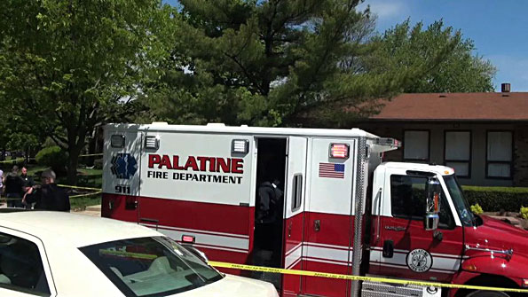 Palatine Fire Department ambulance at shooting scene on Randville Drive Palatine Fire Department ambulance at shooting scene on Randville Drive