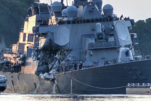 Damaged USS Fitzgerald Yokosuka June 17, 2017 PHOTO CREDIT: PETER BURGHART/U.S. NAVY