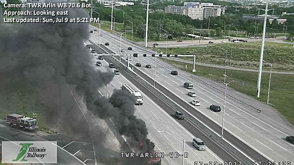 Box Truck Fire on Interstate 90 near Arlington Heights