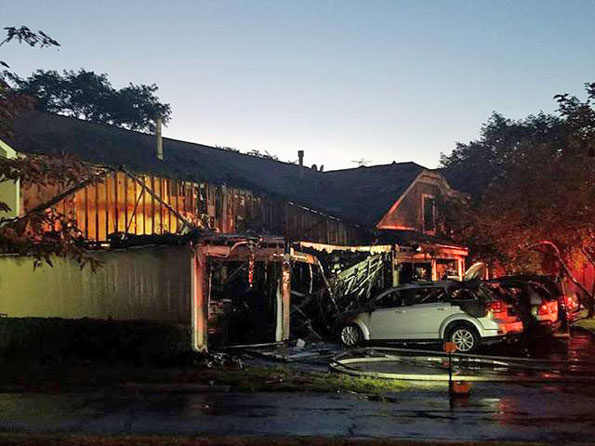 Townhouse fire damage on Oak Knoll Court Schaumburg