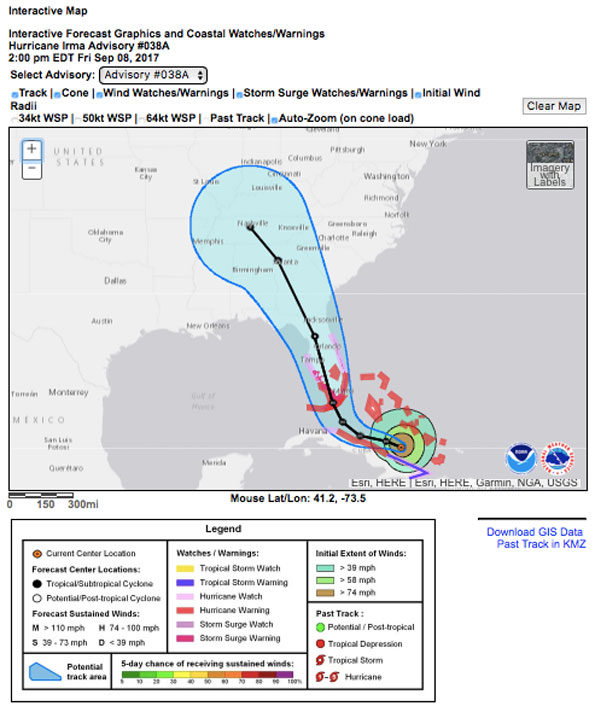 Florida Hurricane Irma Track