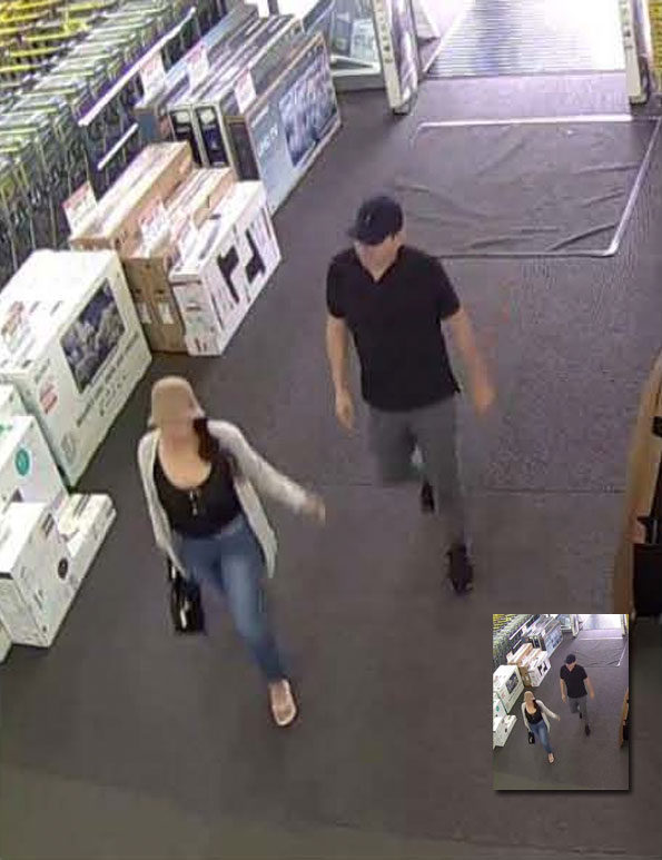 Male and female wallet theft suspects in unauthorized attempt of credit card purchase of MacBooks