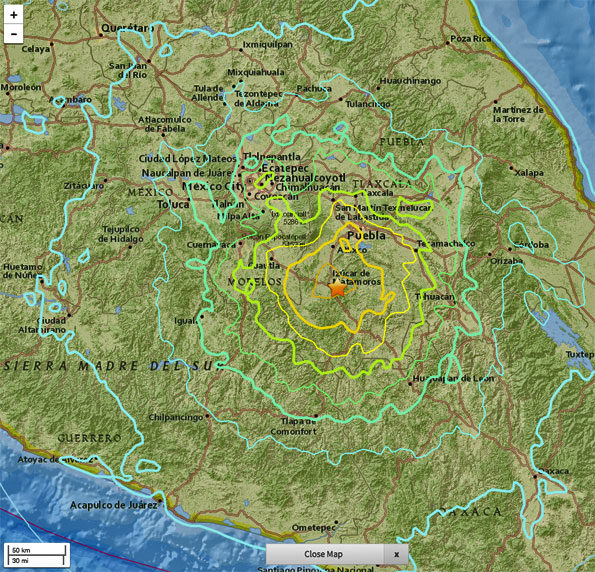 Mexico City Earthquake Epicenter Tuesday September 19 2017