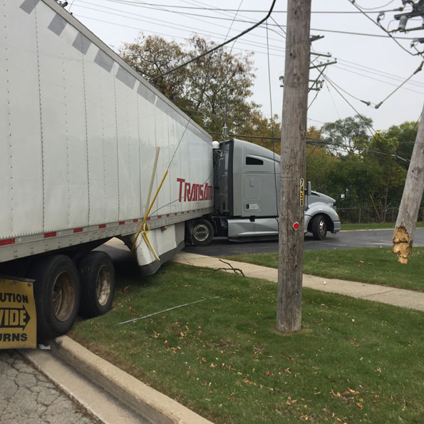 Truck vs Pole Crash Rolling Meadows