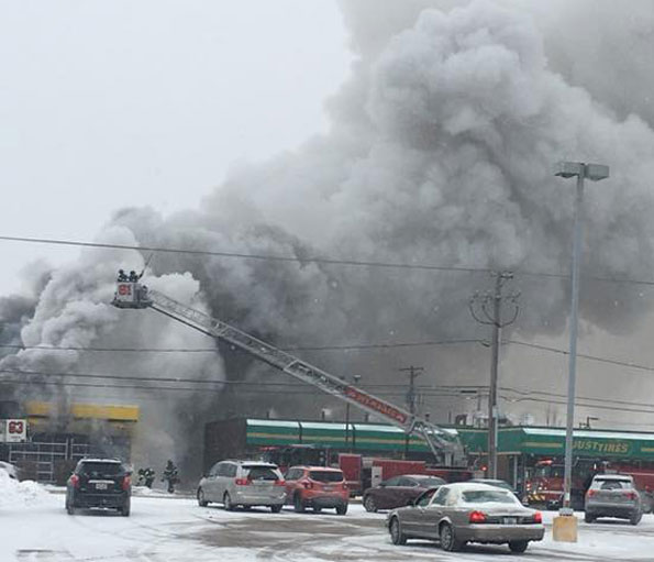 Car-X Fire in Des Plaines at Oakton St near Mannheim Rd