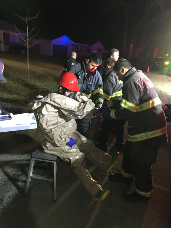 Rolling Meadows Fire Department Level B Hazmat suit