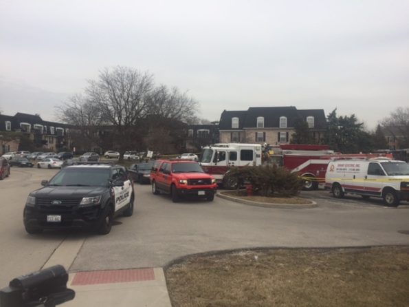 Rolling Meadow Fire Department and police on perimeter on Carriage Way Drive Rolling Meadows