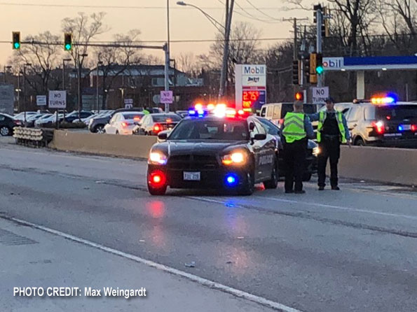 Highland Park Police at Crash at Route 41 and Route 22 (PHOTO CREDIT: Max Weingardt)