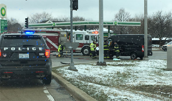 Ford Transit crash at Euclid and Hicks Rd Rolling Meadows