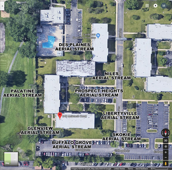 AERIAL STREAMS MAP at Prospect Heights Extra Alarm Fire
