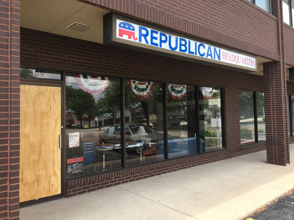 Republican Headquarters Broken Glass