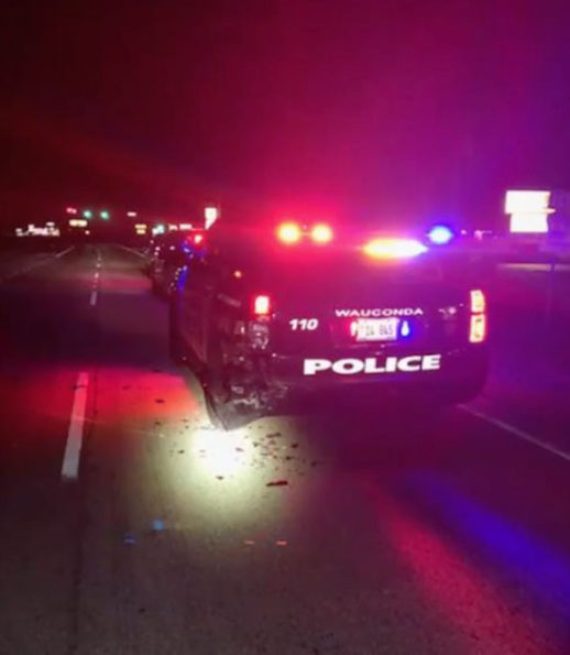 Wauconda Police SUV hit at night