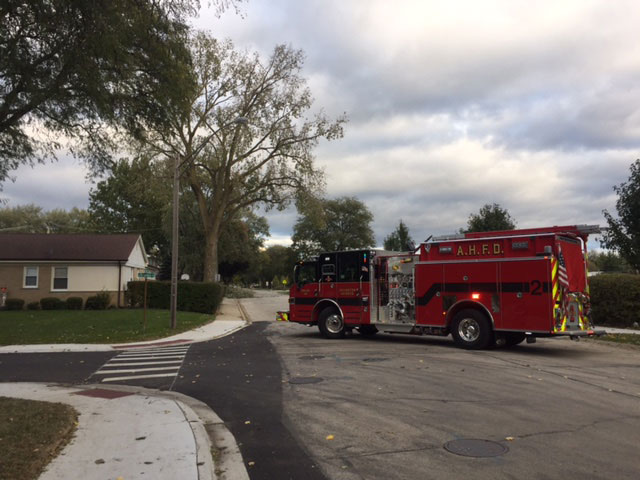 Engine 2 on Miner Street for wires down