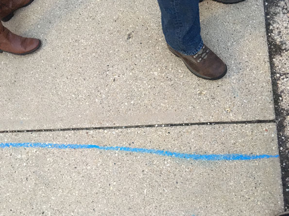 Blue Line at Polling Place