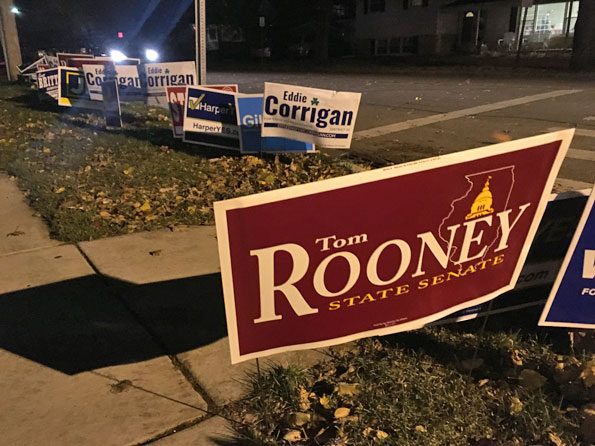 Campaign signs Douglas Avenue and Miner Street