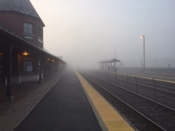 Foggy Metra rail station