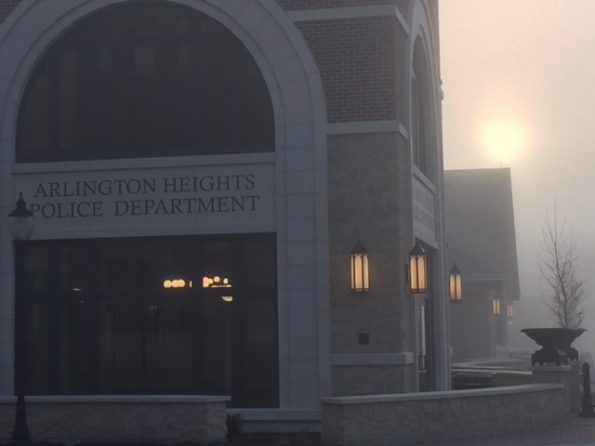 Foggy sunrise at police station