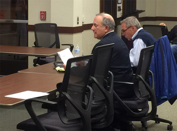 Michael D.Firsel (left) and Bruce Adreani meeting with Arlington Heights Housing Commission