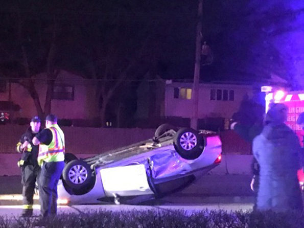 Rollover cras Palatine Road and Windsor Drive Arlington Heights