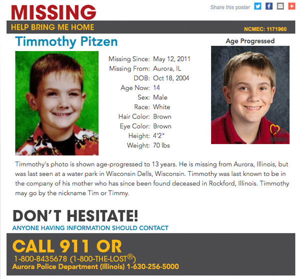 Timmothy Pitzen Missing Kids