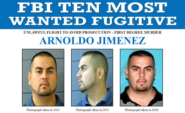 Top portion of FBI Ten Most Wanted Fugitive poster for Arnoldo Jimenez