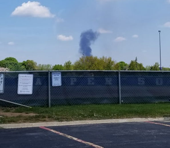 DeerGroveEastForestPreserve fire viewed from Harper College