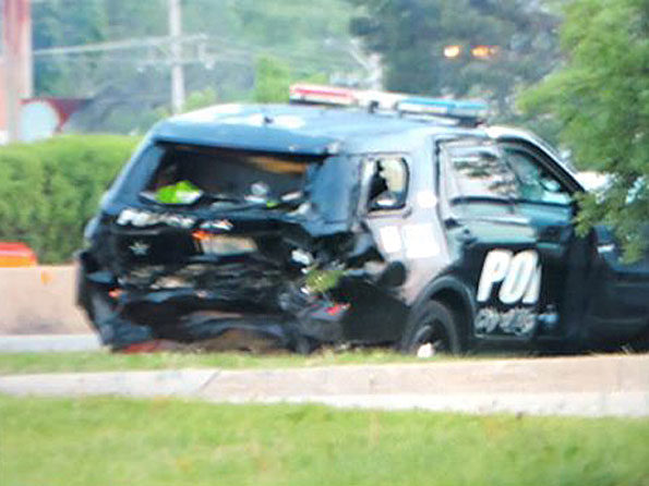 Crash Highland Park Police SUV rear-ended 