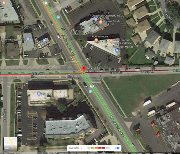 Milwaukee Rd and Route 21 traffic layer after crash Thursday 10:05 p.m. Thursday September 12, 2019