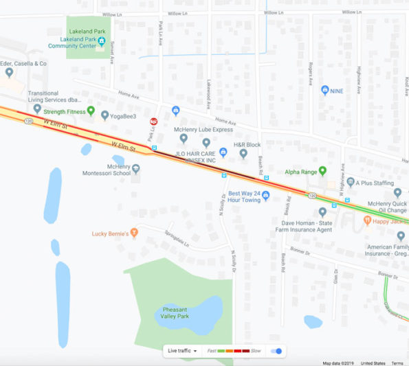 Motorcycle Crash Map Route 120 McHenry Friday October 18, 2019