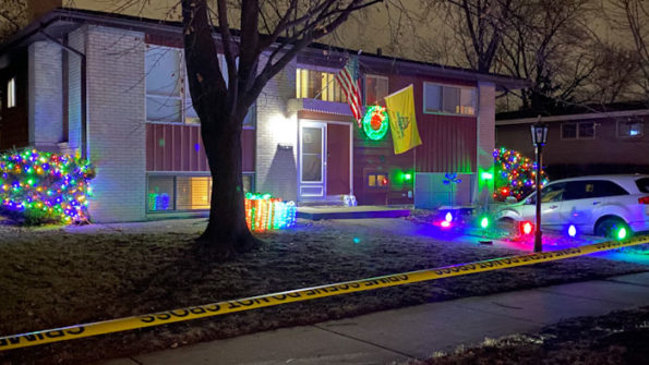 Front yard shooting scene on North Prindle Avenue, Arlington Heights