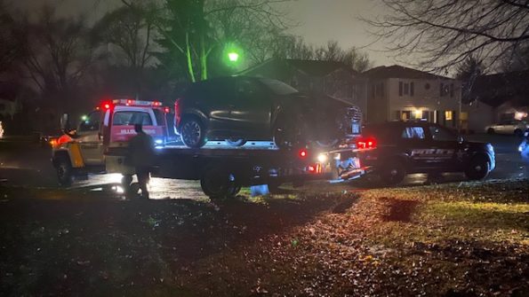 SUV crash against house at Newbury Lane and Grove Street in Scarsdale, Arlington Heights