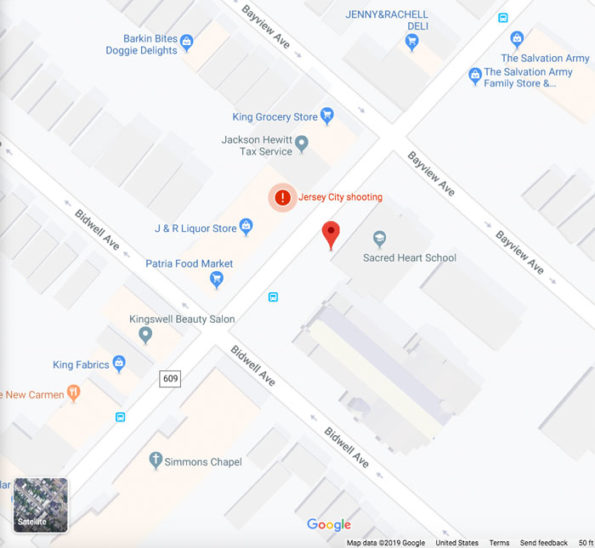 Map Jersey City shooting scene on Martin Luther King Drive