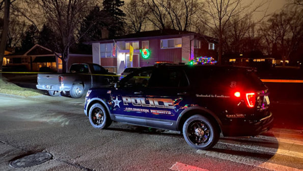 Arlington Heights police in front of shooting scene on Prindle Avenue, Arlington Heights