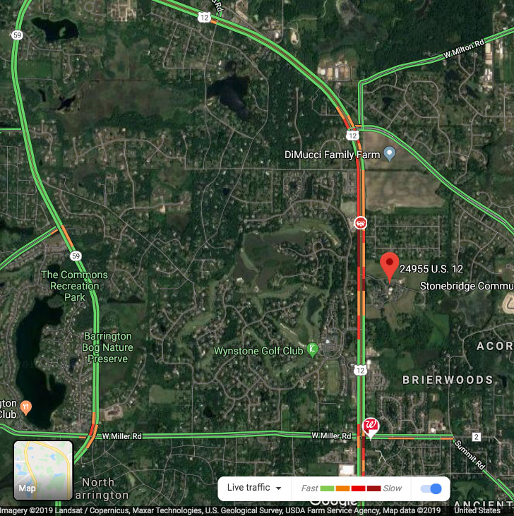 Route12 crash map Dec 18 2019 at 1245 pm