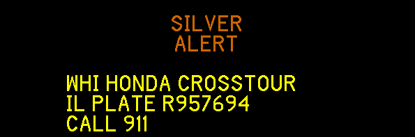 White Honda Crosstour R957694 IDOT Alert