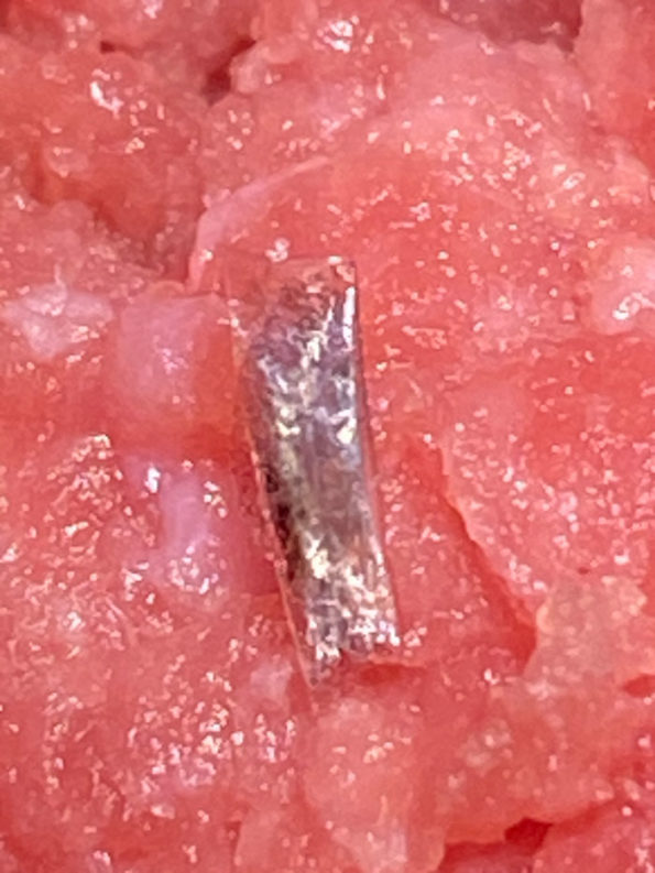 Close up view of foreign object in ground sirloin