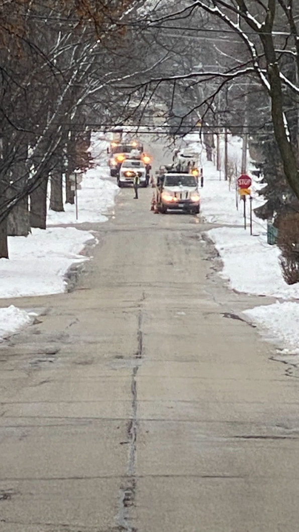 ComEd crews working down street in Arlington Heights