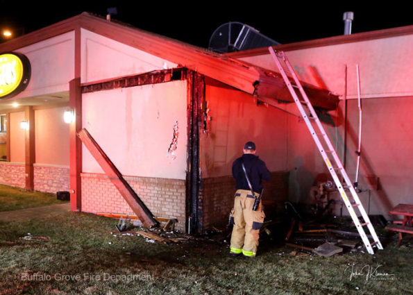 Exterior damage at Dengeos fire Sunday January 5, 2010 (SOURCE: BGFD/J Kleeman)