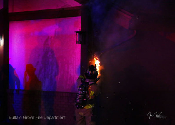 Flames showing at Dengeos restaurant fire (SOURCE: BGFD/J Kleeman)