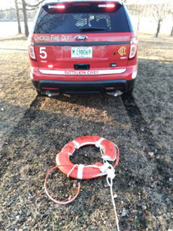 Battalion 5 with a life ring floatation device (SOURCE: Chicago Fire Department)