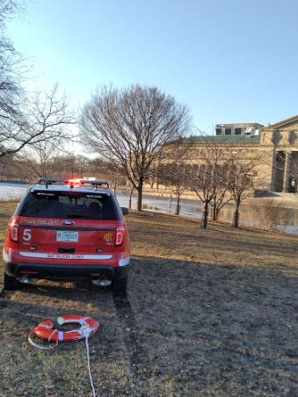 Battalion 5 with a life ring floatation device (SOURCE: Chicago Fire Department)